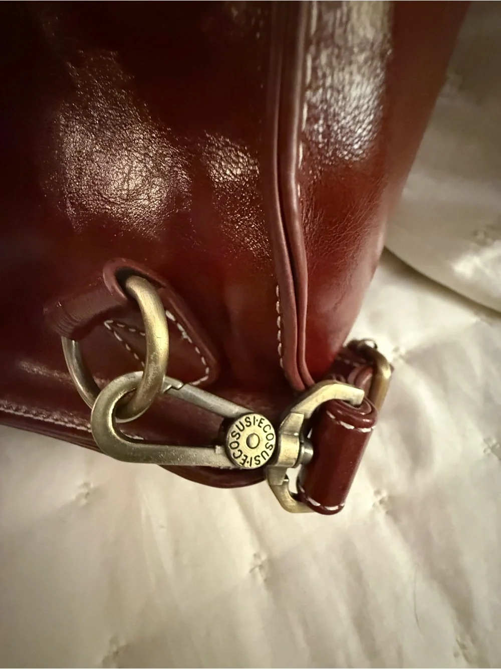 Women's Burgundy Faux Leather Backpack Satchel by Boconi